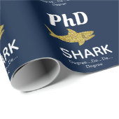 Gold Glitter Shark Blue PhD Afstuderen Cadeaupapier (Rol Hoek)