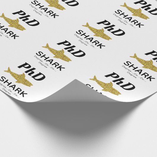 Gold Glitter Shark PhD-Afstuderen Cadeaupapier (Hoek)
