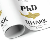 Gold Glitter Shark PhD-Afstuderen Cadeaupapier (Rol Hoek)