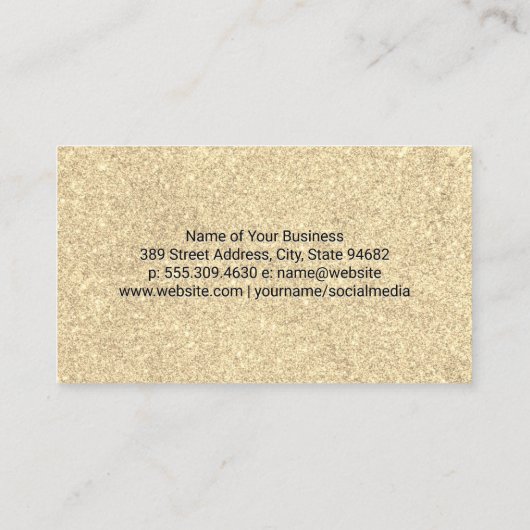 Gold Glitter Shimmer Glamor | Makeuppenselen Visitekaartje (Achterkant)