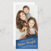 Gold Glitter Shine Bright Happy Hanukkah Feestdagenkaart (Voorkant / Achterkant)