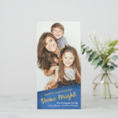 Gold Glitter Shine Bright Happy Hanukkah Feestdagenkaart (Staand voorkant)