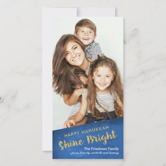 Gold Glitter Shine Bright Happy Hanukkah Feestdagenkaart (Voorkant)