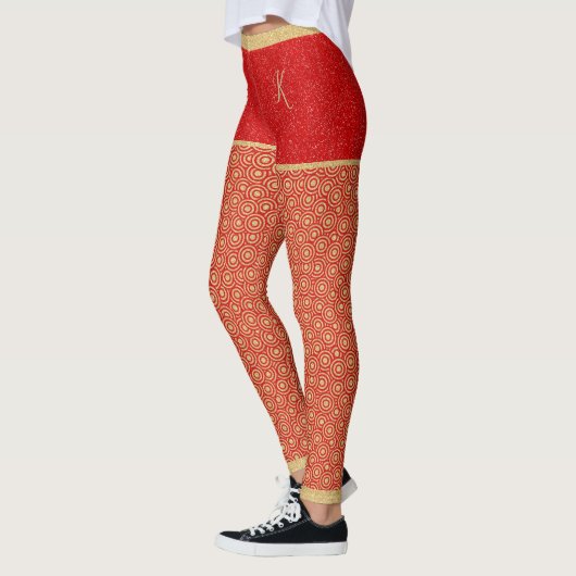 Gold Glitter Shorts, Gold & Red Pattern, Monogram Leggings (Links)