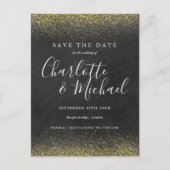 Gold Glitter Signature Save the Date Kaart (Voorkant)