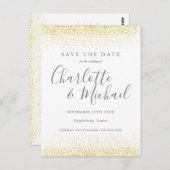 Gold Glitter Signature Wedding Save the Date Kaart (Voorkant / Achterkant)