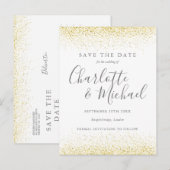 Gold Glitter Signature Wedding Save the Date Kaart (Voorkant / Achterkant)