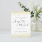 Gold Glitter Signature Wedding Save the Date Kaart (Staand voorkant)