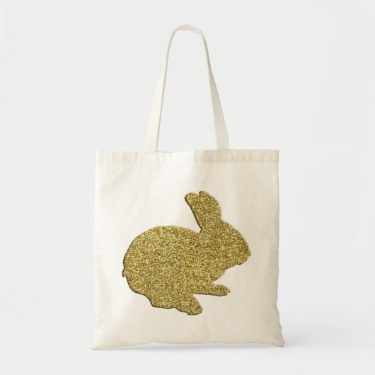 Gold Glitter Silhouette Easter Bunny Canvas tas (Voorkant)
