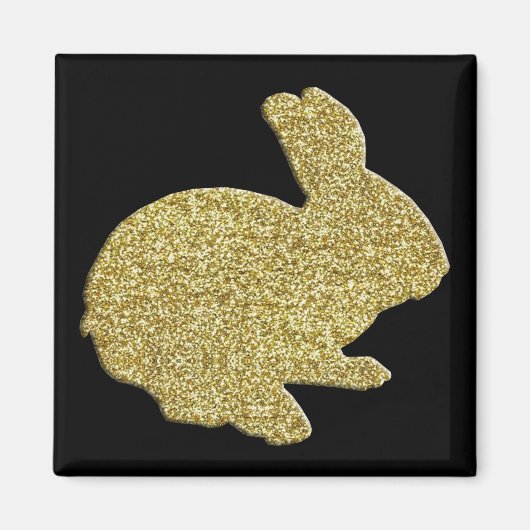 Gold Glitter Silhouette Easter Bunny Magnet (Voorkant)