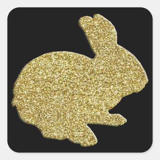 Gold Glitter Silhouette Easter Bunny Stickers (Voorkant)