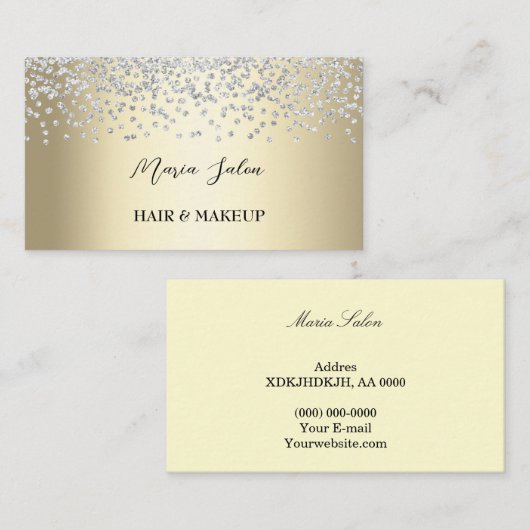 Gold glitter Silve waterverf Visitekaartje (Voorkant / Achterkant)