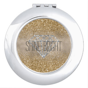 Gold Glitter Silver Diamond Shine Bright Handtas Spiegeltje