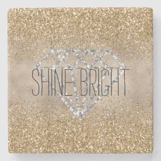 Gold Glitter Silver Diamond Shine Bright Stenen Onderzetter (Voorkant)
