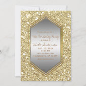 Gold Glitter Silver Glam verjaardagsfeest elk even Kaart (Voorkant)