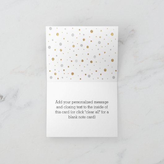 Gold Glitter Silver Print Confetti Hartelijk dank Bedankkaart (Binnen)