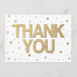 Gold Glitter Silver Print Confetti Hartelijk dank Bedankkaart
