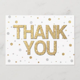 Gold Glitter Silver Print Confetti Hartelijk dank Bedankkaart