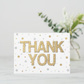 Gold Glitter Silver Print Confetti Hartelijk dank Bedankkaart (Staand voorkant)
