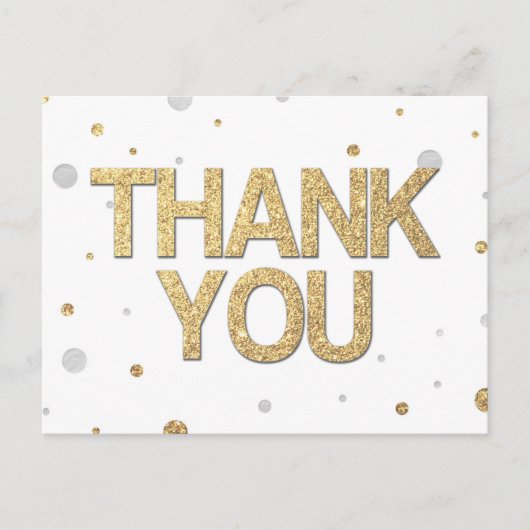 Gold Glitter Silver Print Confetti Hartelijk dank Briefkaart (Voorkant)