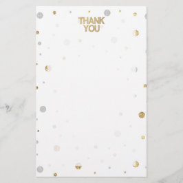 Gold Glitter Silver Print Confetti Hartelijk dank Briefpapier