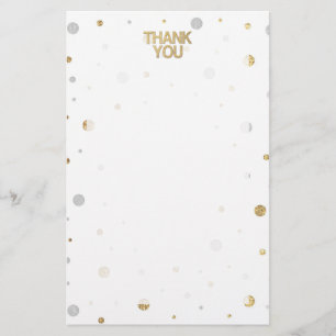 Gold Glitter Silver Print Confetti Hartelijk dank Briefpapier