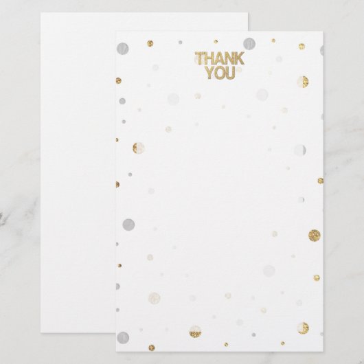 Gold Glitter Silver Print Confetti Hartelijk dank Briefpapier (Voorkant / Achterkant)