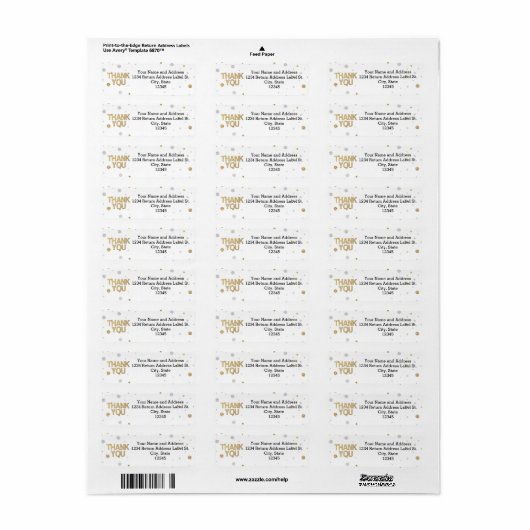 Gold Glitter Silver Print Confetti Hartelijk dank Etiket (Full Sheet)