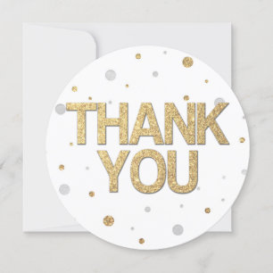 Gold Glitter Silver Print Confetti Hartelijk dank Kaart