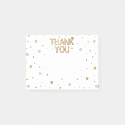 Gold Glitter Silver Print Confetti Hartelijk dank Post-it® Notes (Voorkant)
