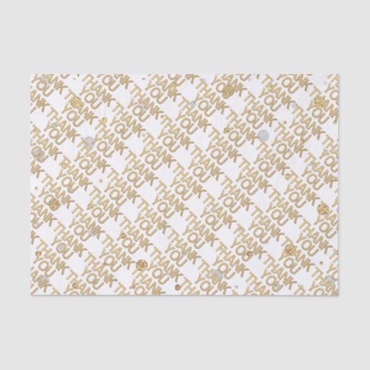 Gold Glitter Silver Print Confetti Hartelijk dank Tissuepapier (Voorkant)