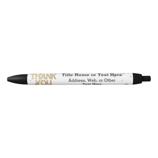 Gold Glitter Silver Print Confetti Hartelijk dank Zwarte Inkt Pen (Voorkant)