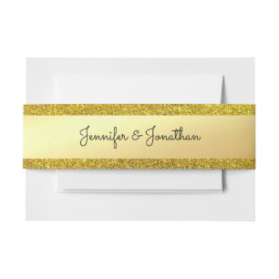 Gold Glitter Sjabloon Hand Script-tekst legant Uitnodigingen Wikkel