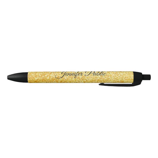Gold Glitter Sjabloon Kalligrafie Script Naam Zwarte Inkt Pen (Bodem)