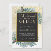 Gold Glitter Sneeuweet Drink is prettige feestdag Kaart (Voorkant)