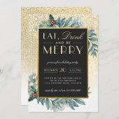 Gold Glitter Sneeuweet Drink is prettige feestdag Kaart (Voorkant / Achterkant)