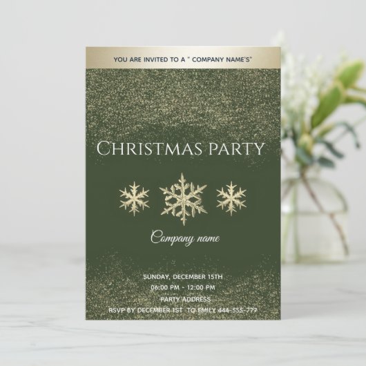 Gold glitter snewflakes feestfeest kaart (Staand voorkant)