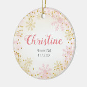 Gold Glitter Snowflake Bloemenmeisje Keramisch Ornament (Links)