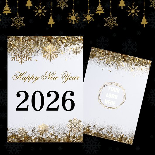  Gold Glitter Snowflake New Year logo company  Kaart