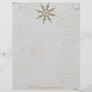 Gold Glitter Snowflake op Winter White Background