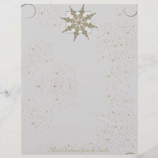 Gold Glitter Snowflake op Winter White Background (Voorkant)