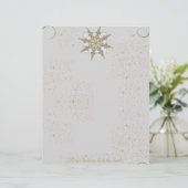 Gold Glitter Snowflake op Winter White Background (Staand voorkant)