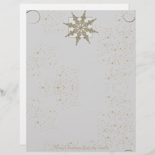 Gold Glitter Snowflake op Winter White Background (Voorkant / Achterkant)
