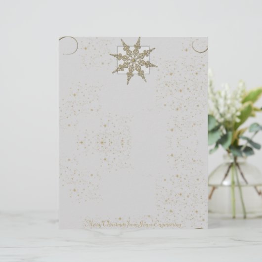 Gold Glitter Snowflake op Winter White Background (Staand voorkant)