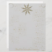 Gold Glitter Snowflake op Winter White Background (Voorkant / Achterkant)