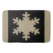Gold Glitter Snowflake Patronen Black Stijlvol Badmat (Voorkant)