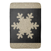 Gold Glitter Snowflake Patronen Black Stijlvol Badmat (Voorkant Verticaal)