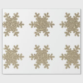 Gold Glitter Snowflake Pattern White Christmas Cadeaupapier (Vlak)