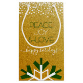 Gold Glitter Snowflake Peace Joy Love Typografie Klein Cadeauzakje (Achterkant)