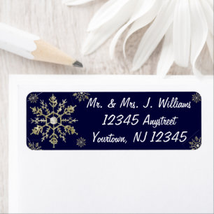 Gold Glitter Snowflake Return-adreslabel Etiket